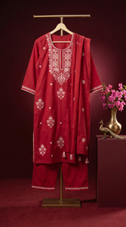 Arohi Maroon Embroidered Kurta Set